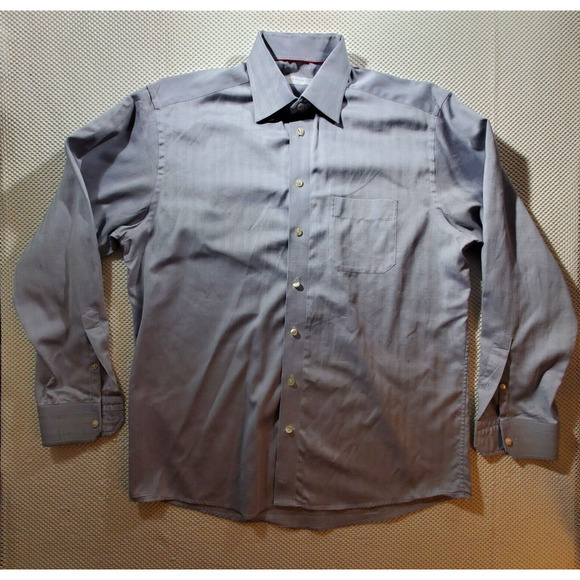 Eton Dress Shirt Mens Size‎ 41/16 Gray Tweed Long Sleeve Classic Fit Button Up - Picture 1 of 8